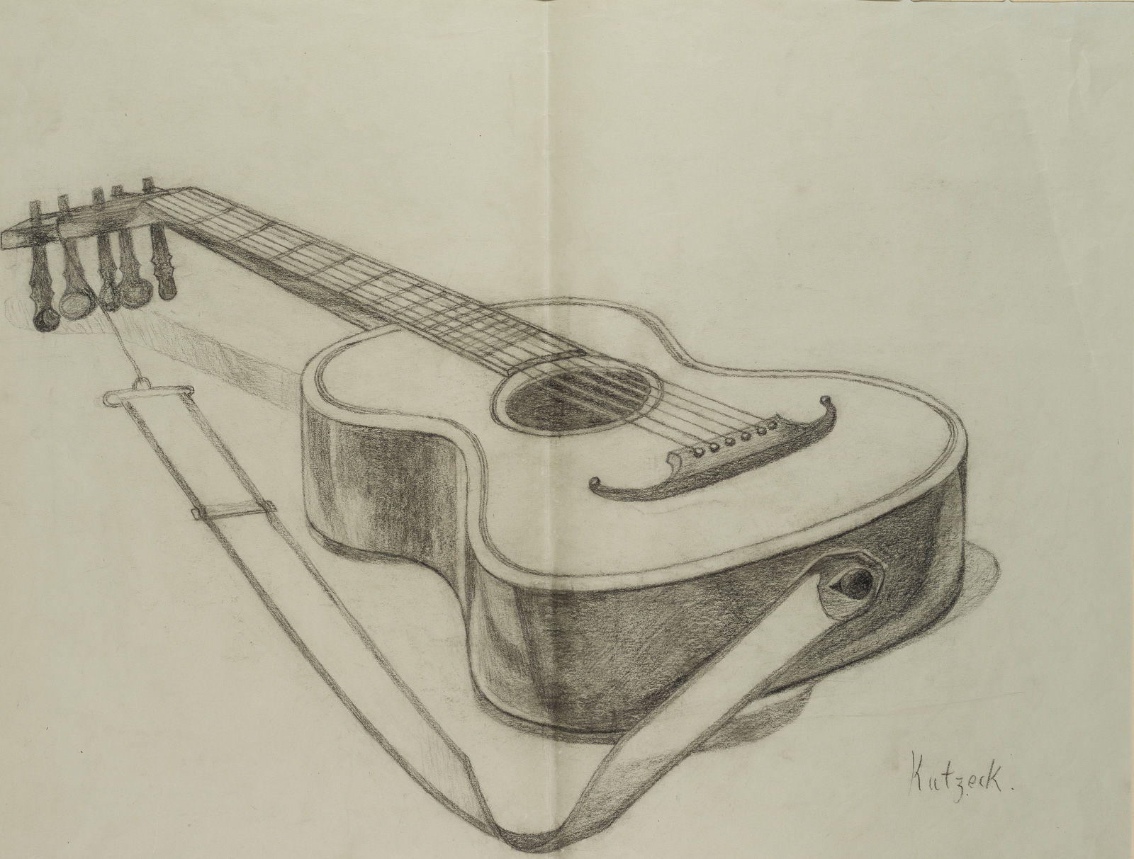 Kutzeck Skizze Einer Gitarre Jh Bleistift Ebay